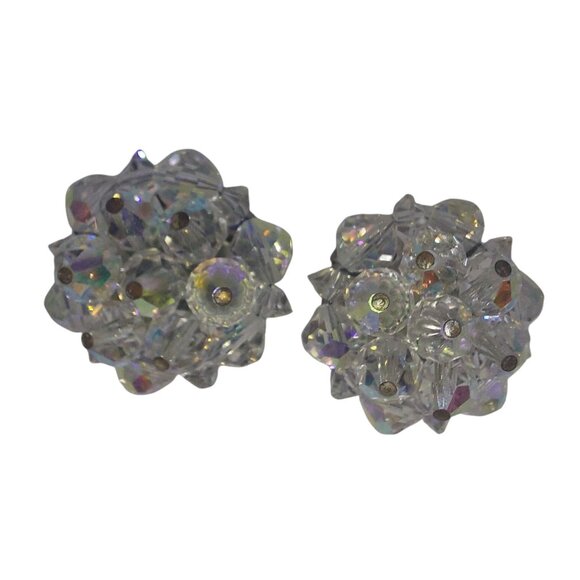 Vintage Laguna Crystal Cluster Clip-On Earrings - Picture 4 of 6